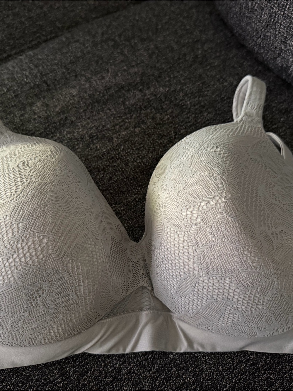 Cacique Lane Bryant Light Gray Floral Lace Bra 42C